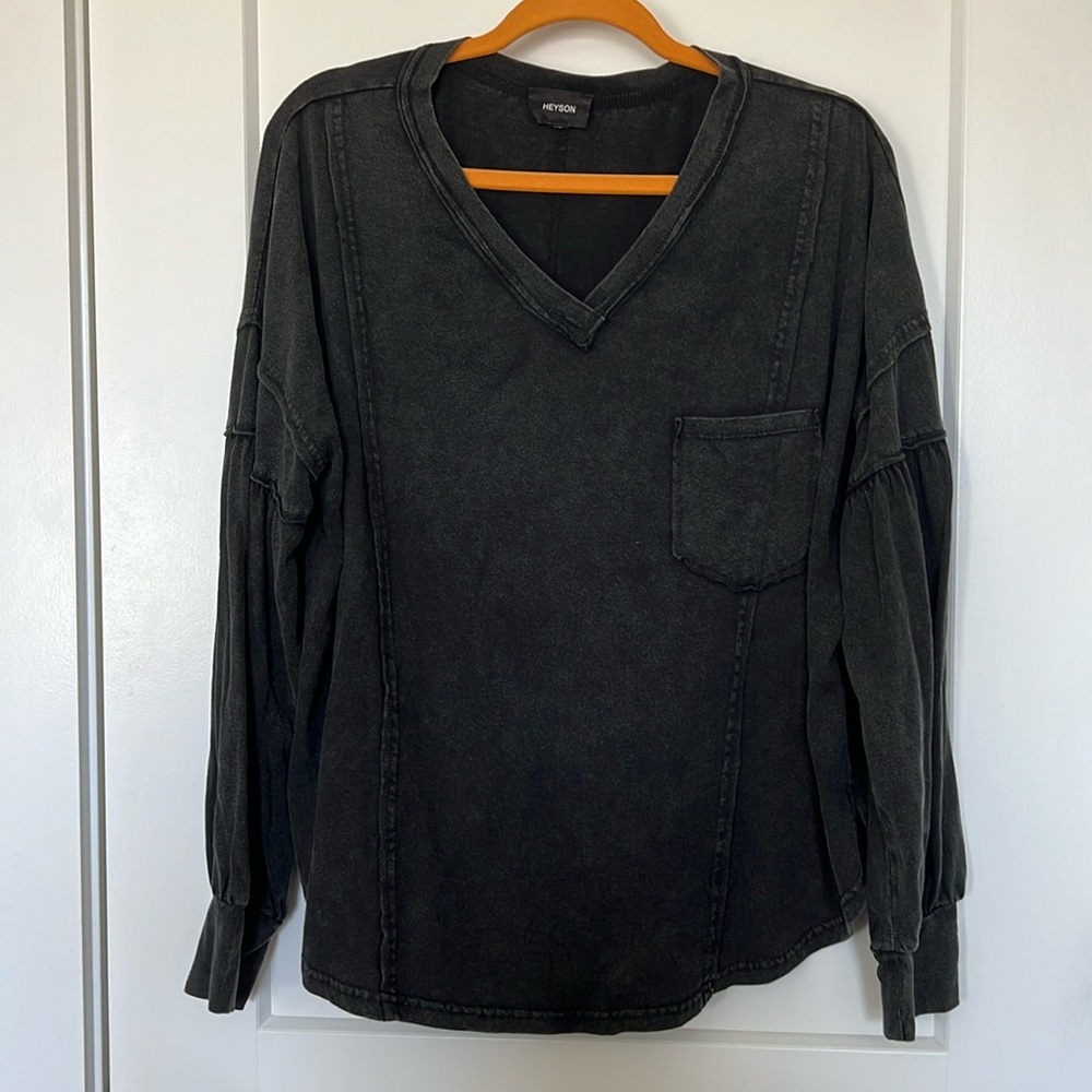 Large Heyson Black Mineral Wash Top